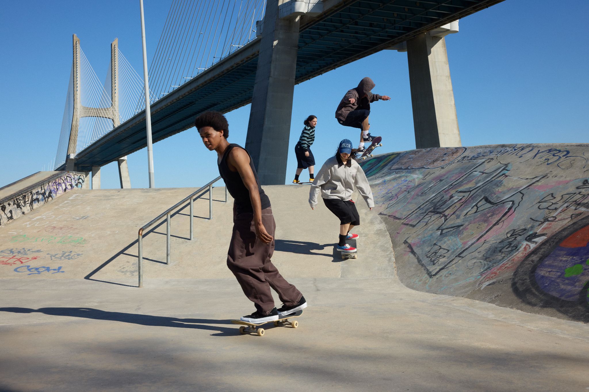 Skaters at a Lisbon skatepark